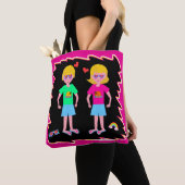 Tote Bag Neon Love Fun Retro Cute Art Design (De près)