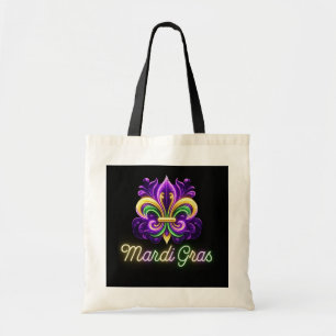 Tote Bag Neon Mardi Gras Fleur de lis coloré