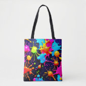 Tote Bag Neon Paint Splatter Art Abstrait (Devant)