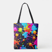 Tote Bag Neon Paint Splatter Art Abstrait (Dos)