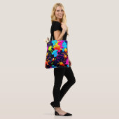 Tote Bag Neon Paint Splatter Art Abstrait (Sur le modèle)