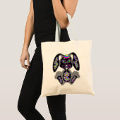 Tote Bag Neon Rainbow Sugar Skull Bunny (Devant (produit))