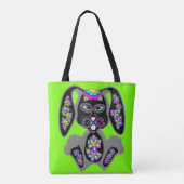 Tote Bag Neon Rainbow Sugar Skull Bunny (Dos)