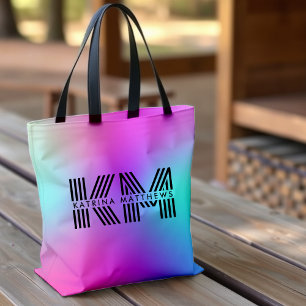 Tote Bag Néon Rose Bleu & Violet Ombré Monogramme