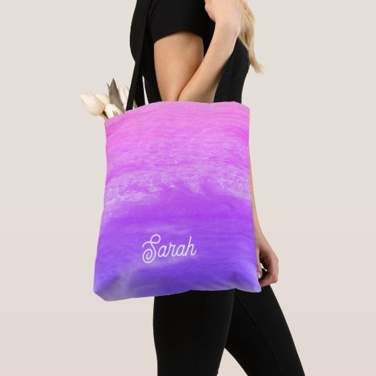 Tote Bag Neon rose orange violet paradis tropical tendance (De près)