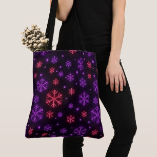 Tote Bag Neon Snowflakes