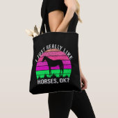Tote Bag Neon Sunset J'Aime Vraiment Les Chevaux (De près)