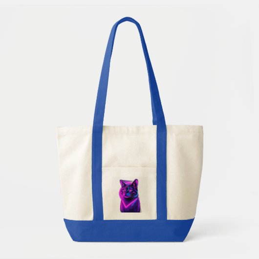 Tote Bag Neon Synthwave Cat Art (Devant)