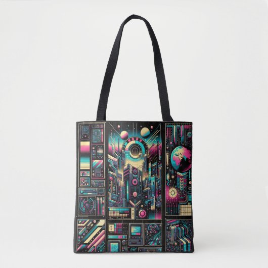 Tote Bag Neon Tech Odyssey (Devant)