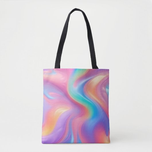Tote Bag Neon tendance Pink Blue vert vert vagues abstraite (Devant)