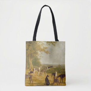 Tote Bag Neuf lévriers dans un paysage (huile sur la toile