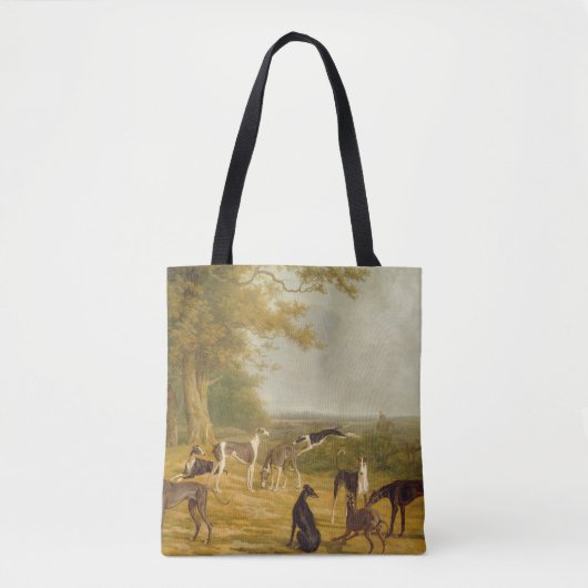 Tote Bag Neuf lévriers dans un paysage (huile sur la toile) (Devant)