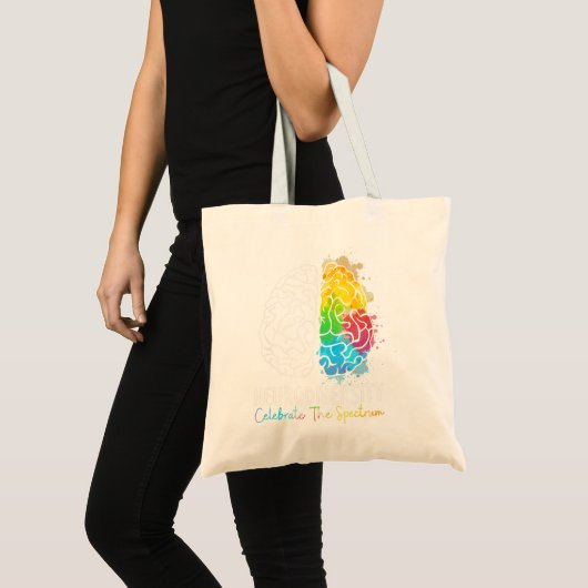 Tote Bag Neurodiversité spectre autiste DMPS TDAH arc-en-ci (Devant (produit))