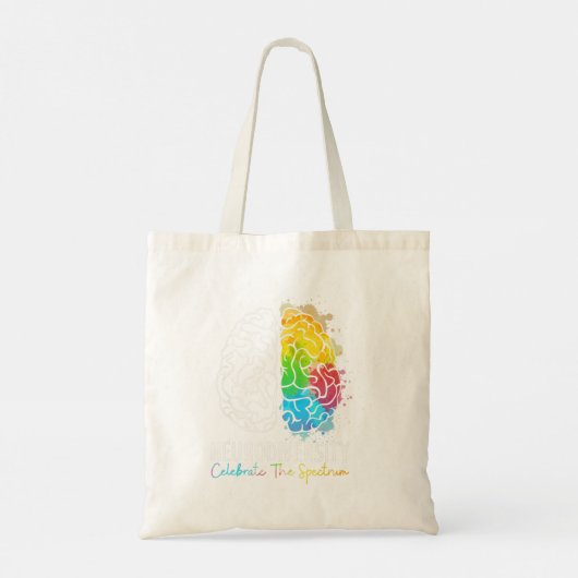 Tote Bag Neurodiversité spectre autiste DMPS TDAH arc-en-ci (Dos)