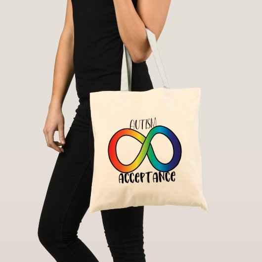 Tote Bag Neurodiversity Autism Acceptance Rainbow Button (Devant (produit))