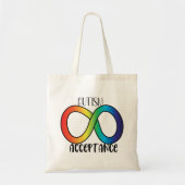 Tote Bag Neurodiversity Autism Acceptance Rainbow Button (Devant)