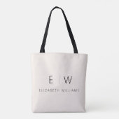 Tote Bag Neutre Élégant Moderne Minimaliste Nom Monogramme (Dos)