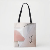 Tote Bag Neutre Tonalité Terre moderne Abstrait avec Monogr (Devant)