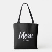 Tote Bag New Mom Established Date White Script (Dos)