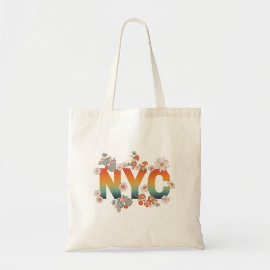 Tote Bag New York Citi Power Flower Retro Design (Devant)
