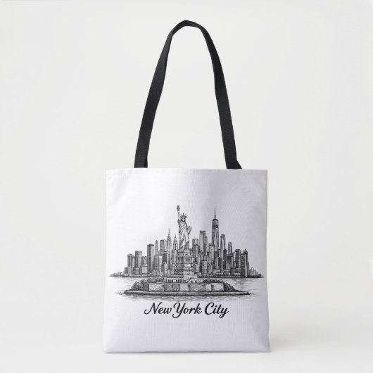 Tote Bag New York City Skyline Line Art Illustration (Devant)