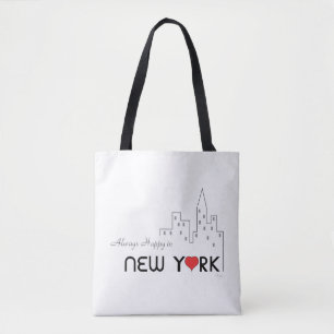 Tote Bag New York, Manhattan, Black Stripes, Cool
