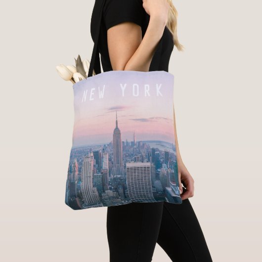 Tote Bag New York Skyline & California Palm Tree Bi-Coastal (De près)