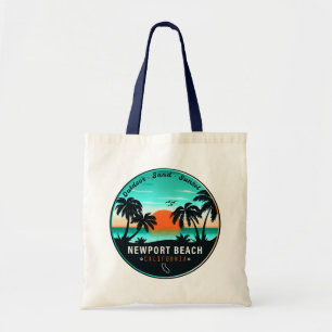 Tote Bag Newport Beach California Retro Sunset Souvenir 80s