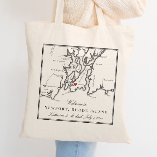 Tote Bag Newport Rhode Island Black White Mariage Bienvenue