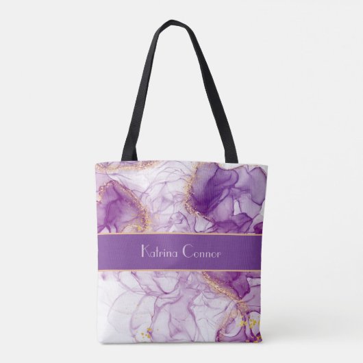 Tote Bag Nice Aquarelle violet Arrière - plan, Golden Foils (Dos)