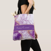 Tote Bag Nice Aquarelle violet Arrière - plan, Golden Foils (De près)