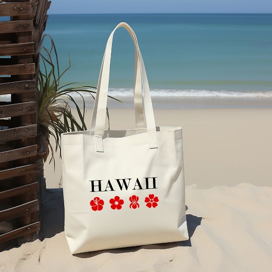 Tote Bag Nice Hawaii Fleur Rouge Icônes Couleur Lumière