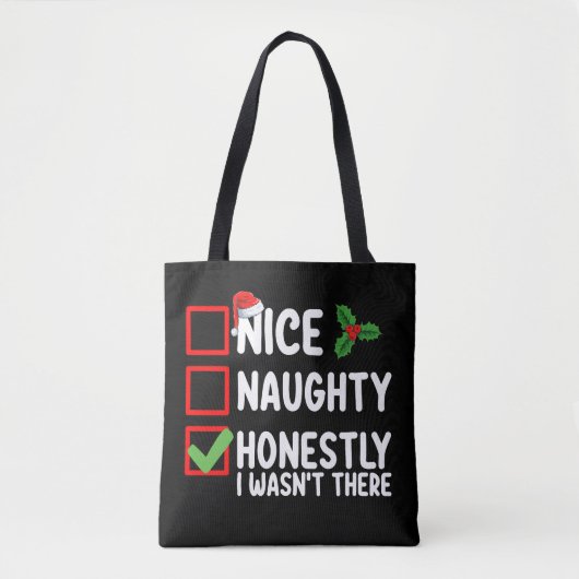 Tote Bag Nice Naughty Honnêtement Je n'étais pas là Noël (Devant)