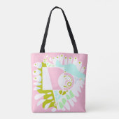 Tote Bag Nid d'oiseau - Flamant rose rose blanc (Dos)