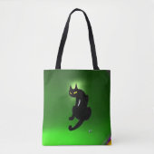 Tote Bag NINJA BLACK CAT Emerald Green (Devant)