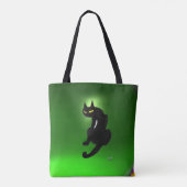 Tote Bag NINJA BLACK CAT Emerald Green (Dos)