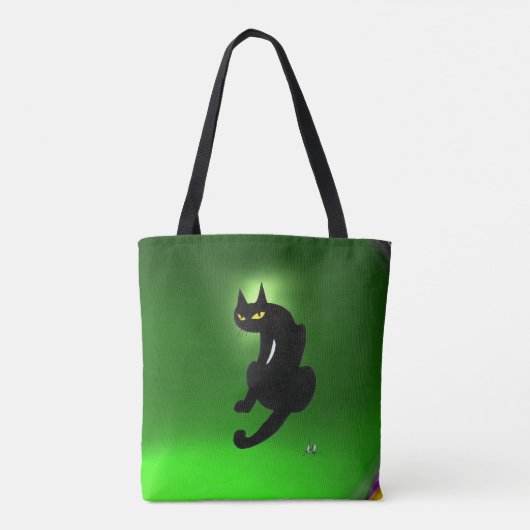 Tote Bag NINJA BLACK CAT Emerald Green (Dos)