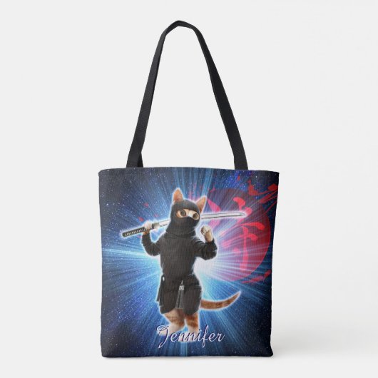Tote Bag Ninja Chat dans l'espace. (Dos)