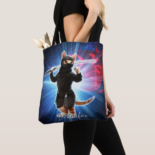 Tote Bag Ninja Chat dans l'espace. (De près)