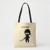 Tote Bag Ninja minuscule en colère Nom personnalisé sur Jau (Devant)
