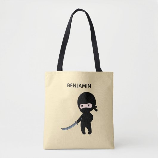 Tote Bag Ninja minuscule en colère Nom personnalisé sur Jau (Devant)