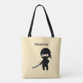 Tote Bag Ninja minuscule en colère Nom personnalisé sur Jau (Dos)