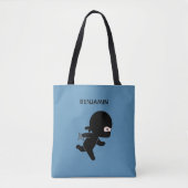 Tote Bag Ninja minuscule exécutant un nom personnalisé sur  (Devant)