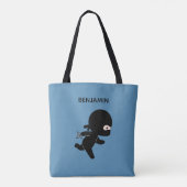 Tote Bag Ninja minuscule exécutant un nom personnalisé sur  (Dos)