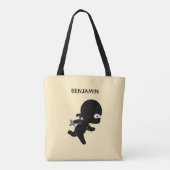 Tote Bag Ninja minuscule exécutant un nom personnalisé sur (Dos)