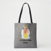 Tote Bag No-Prob-Llama Drôle Mignonne Llama avec étoiles (Devant)