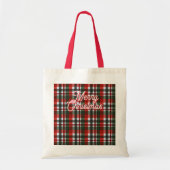 Tote Bag Noël à carreaux rouges et verts (Devant)