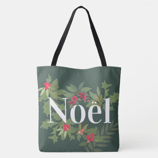 Tote Bag Noel à feuillage persistant feuilles et des baies (Dos)