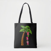Tote Bag NOËL À LA PLAGE imprimer SANTAS ELVES PALM (Devant)
