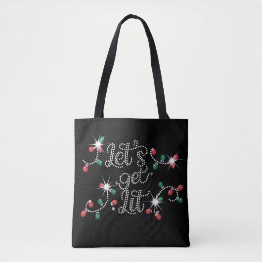Tote Bag Noël Allumons les Strass Méga Bling (Devant)